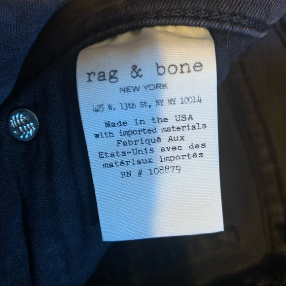 Rag & Bone Skinny Ankle Black Raw Hem Size 26 - Picture 12 of 15